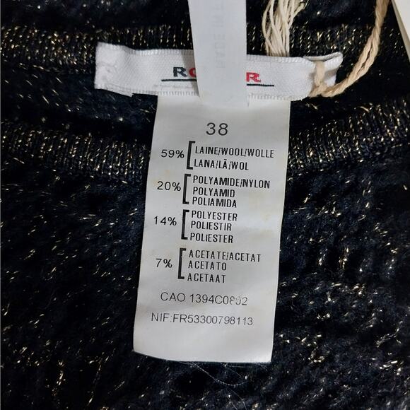 NWT@$225! RODIER! WOOL+! BLACK & GOLD METALLIC KNIT, SHEET SWEATER DRESS! SZ 8 - Picture 12 of 13